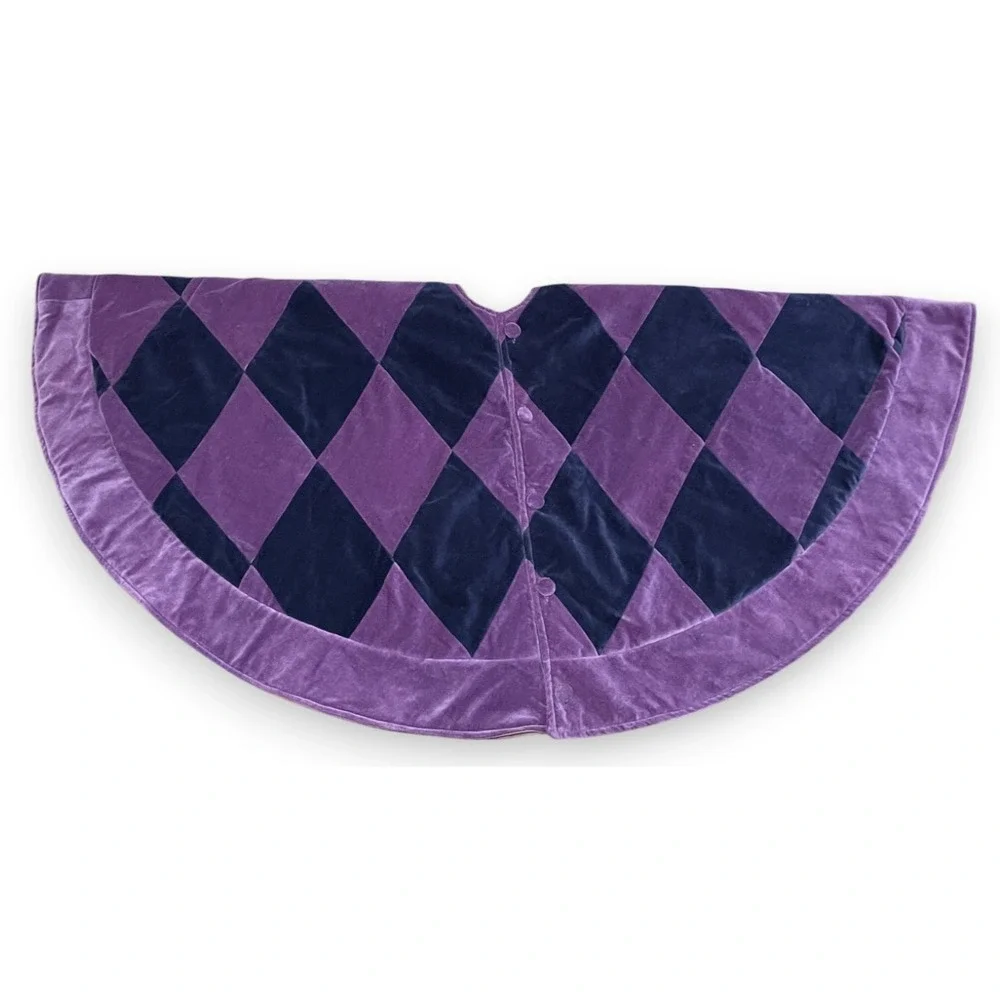 Pottery Barn Design Studio Christmas Tree Skirt Purple Blue Velvet Diamond